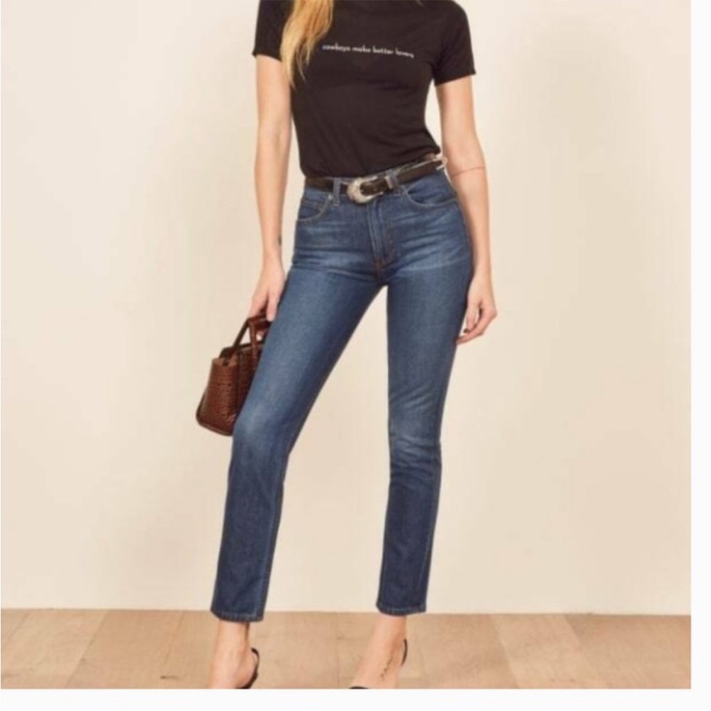 Reformation Julia High Cigarette Jean in Flores Wash size 24